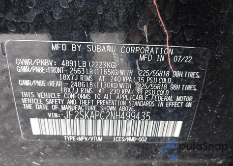 2022 Subaru Forester Limited z USA, uszkodzony, nr VIN JF2SKAPC2NH499435